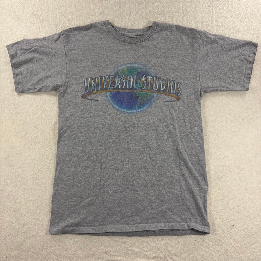 Universal Studios Graphic T-Shirt Small Heather Grey Globe Logo Comfy Theme Park